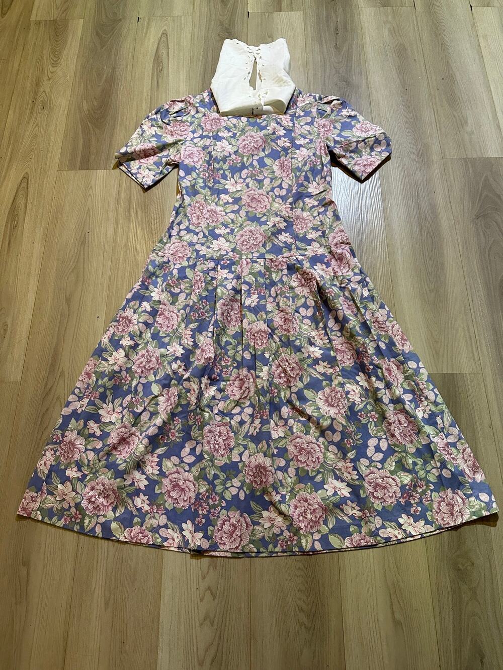 Vintage Laura Ashley Dress 12 Made in Ireland Floral Pleated Cottagecore 80s